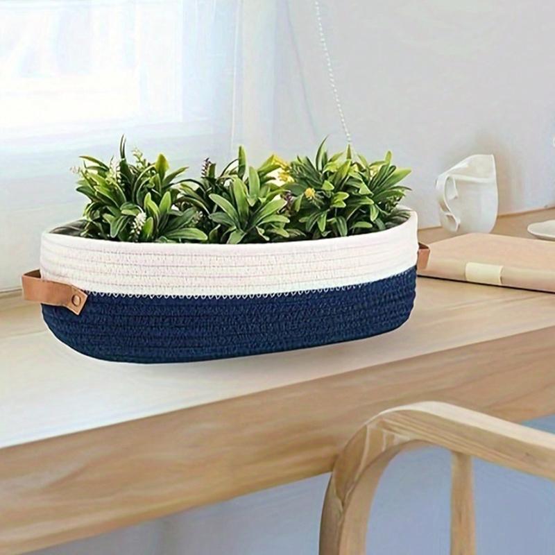 Boho Style Woven Storage Basket, Decorative Bathroom Organizer, Toiletries Basket, Multi-Purpose Household Essentials, Durable & Stylish Design