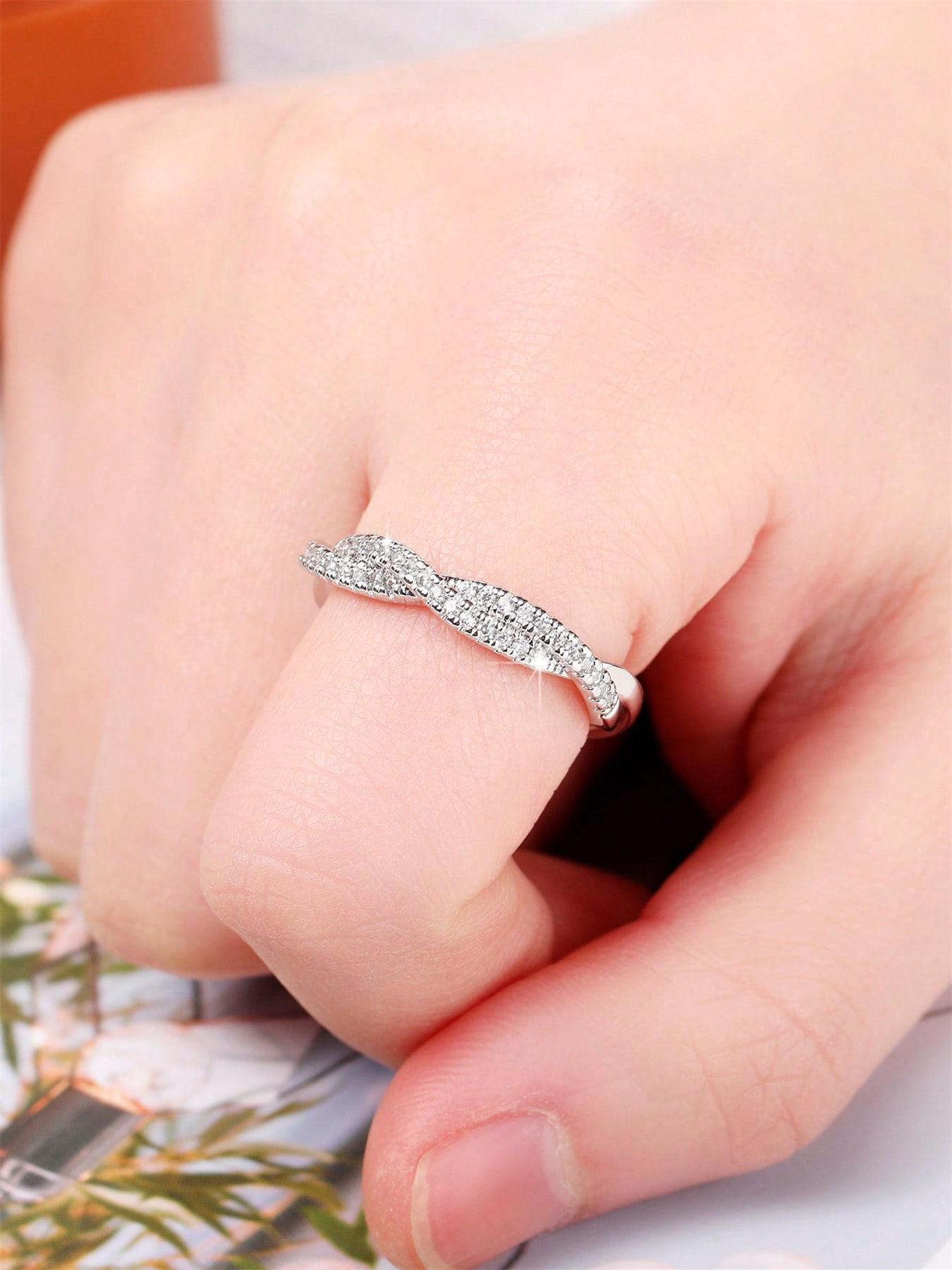 1 PC Fashion Cubic Zirconia Ring For Women For Wedding Engagement Party Jewelry Valentine's Day Gift