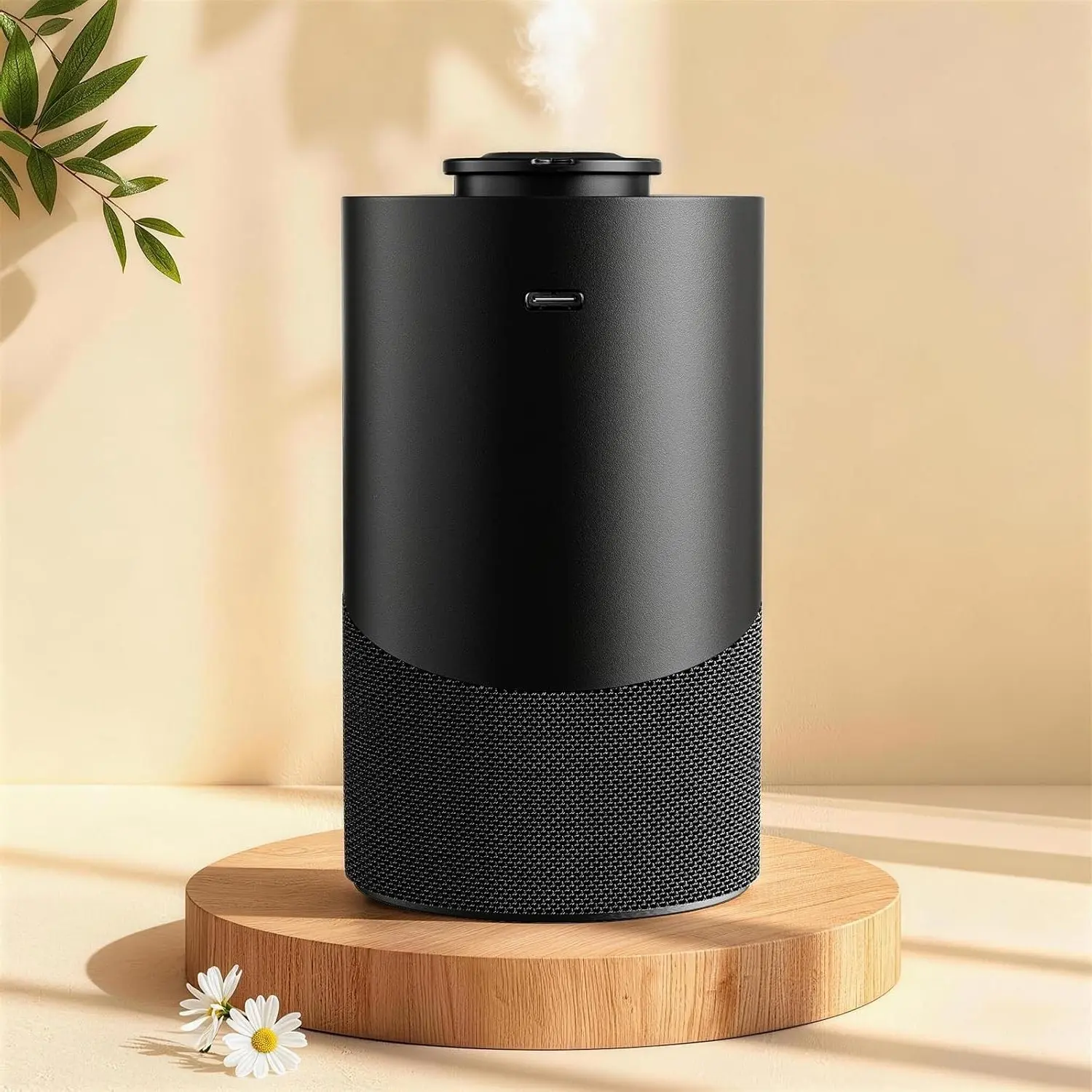 Waterless Essential Oil Diffuser for Home & Car, Cordless 2000mAh Battery Operated Scent Air Machine with 3 Timer & 3 Mist Levels, Aluminum Alloy & Fabric, Aromatherapy Diffuser for Room Office Hotel, BlackGift