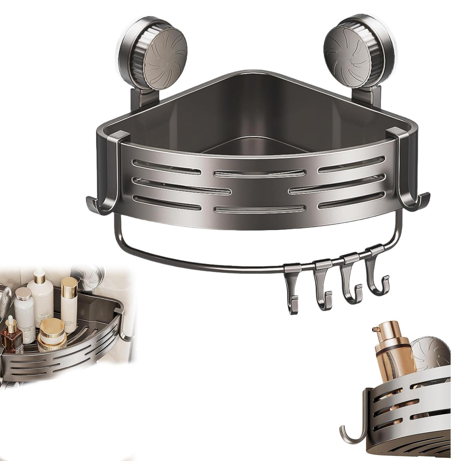 Adjustable Wall-Mounted Triangular Storage Rack, Rustproof Removable Organizational Basket for Bathroom/dorm, Corner Shelving Solution, Organiser