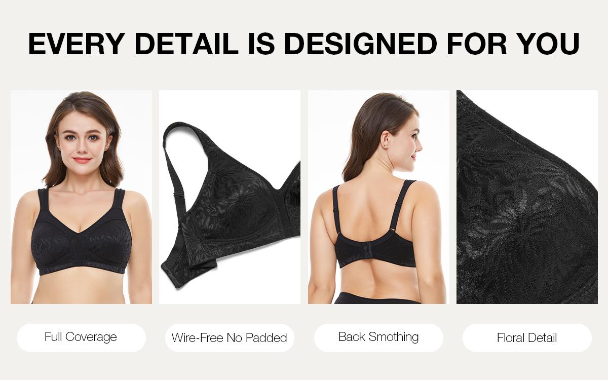 Wingslove Women's Full Coverage Non Padded Wireless Bra Plus Size Minimizer Bras For Bigger Chested