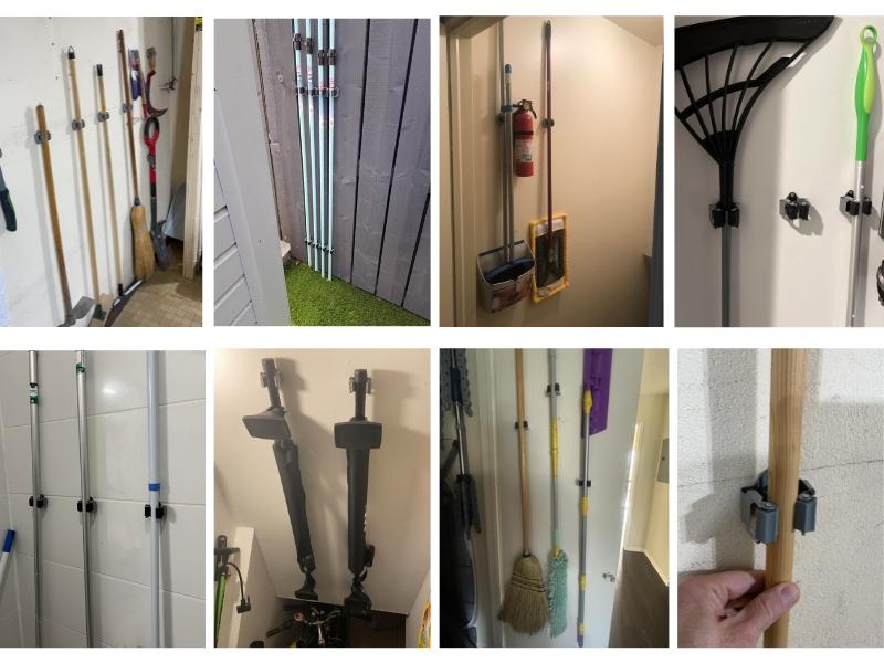 Mop Holder 45 Pack,Brush Holder,Broom Holder Wall Mounted for Kitchen Bathroom Laundry Room Shed Garage Garden(Grey)