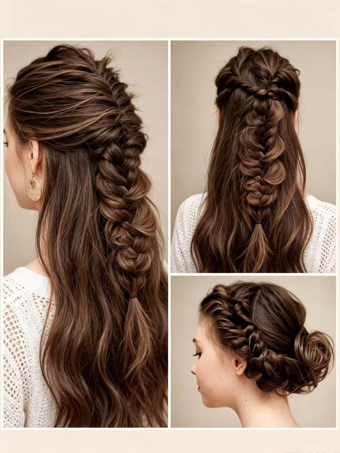 2pcs DIY Hair Braiding Tool, Quick Fishtail Braid Maker Lazy Girl Hairstyle Accessory, Heatless Styling Tools