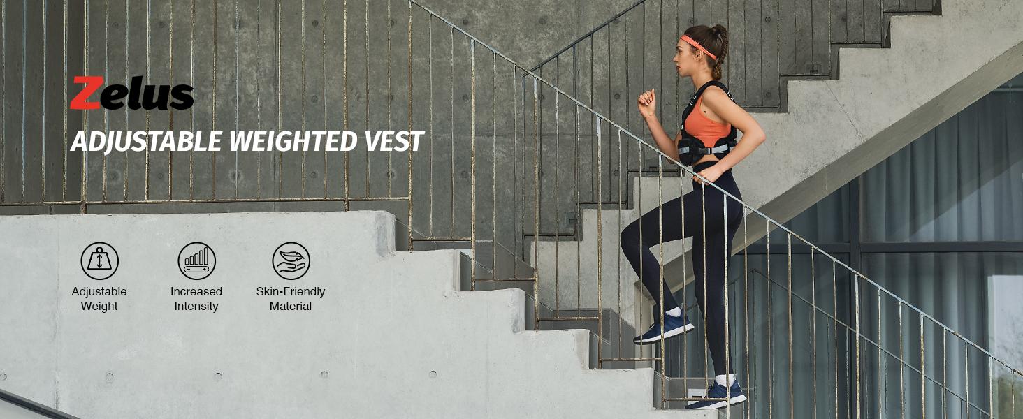 【SpringStatements】ZELUS Weighted Vests, 4-10lbs/11-20lbs/20-32lbs Adjustable Workout Weighted Vest with 6 Ironsand Weights for Men&Women: Motivational Walking, Running,Rucking, Bone Health, Core&Posture Boost | Fitness challenge,Fashion Fest