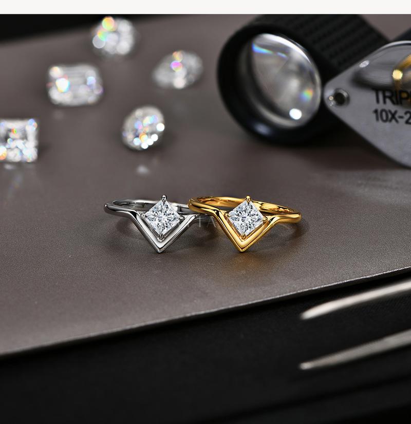 0.8CT Synthetic Moissanite Ring Simple Style For women girls Daily Wear Fine Jewelry R168