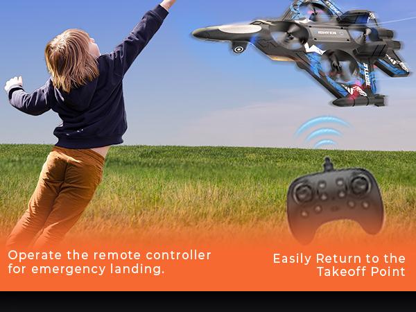 RC Stunt Fighter Jet Toy for Kids with LED Lights & 360° Flips | Easy to Fly Remote Control Airplane with Auto Hover, Toys boys, Rc flying toys rchelicopter forkids