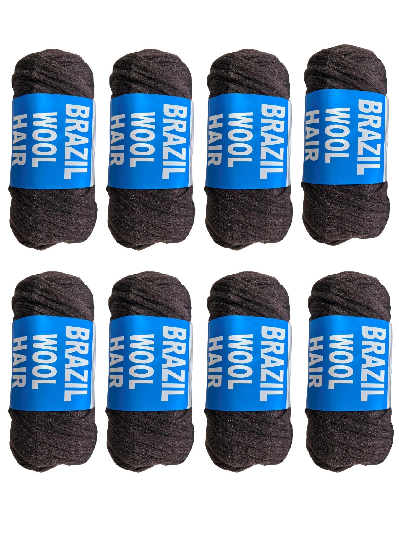 4Pcs/8Pcs Natural Black Brazilian Wool Hair for Braiding Hair Acrylic Yarn Crochet Box Braids Senegalese Twist Jumbo Braids Faux Locs Crochet Hair for Women Synthetic Braiding Hair Extensions  Wool Braiding Hair for Women Synthetic Extensions