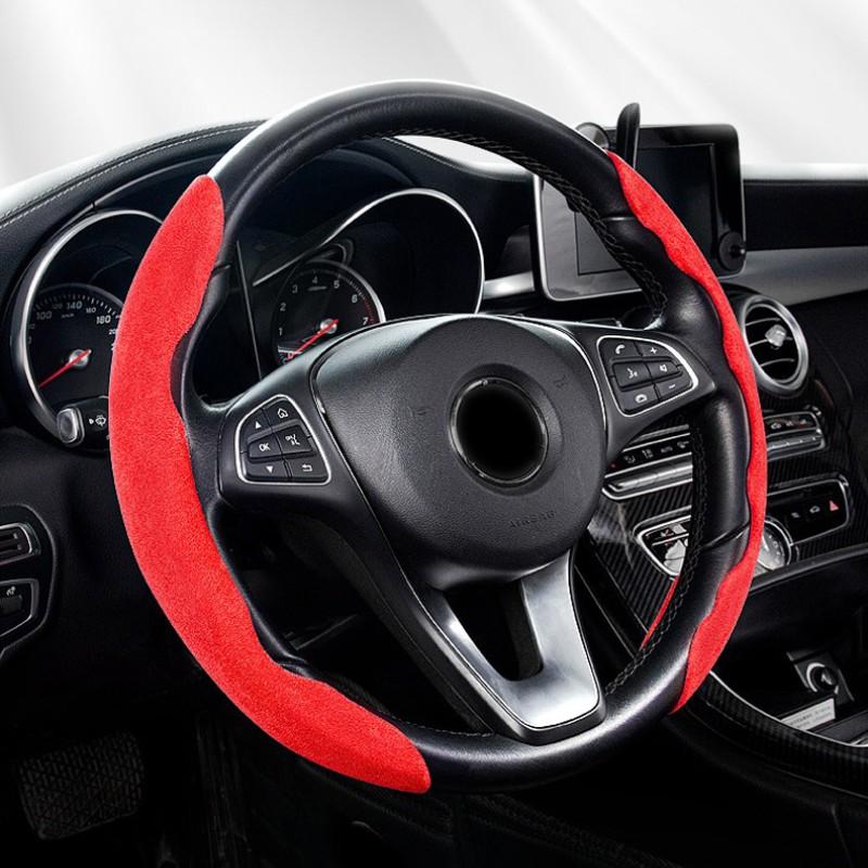2pc Suede Universal 38CM Car Steering Wheel Cover Booster Non-slip Cover For KIA Ceed Sportage Rio Proceed K5 Optima Sedona Forte Cerato Venga, Steering Wheel Protector, Car Accessories