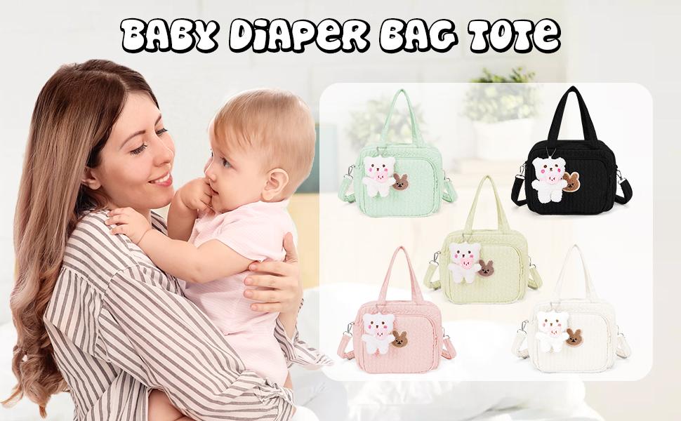 Diaper Bag for Mom, Cute Small Lightweight Crossbody Tote, Multifunctional Storage Bag for Baby Travel & Hospital Use