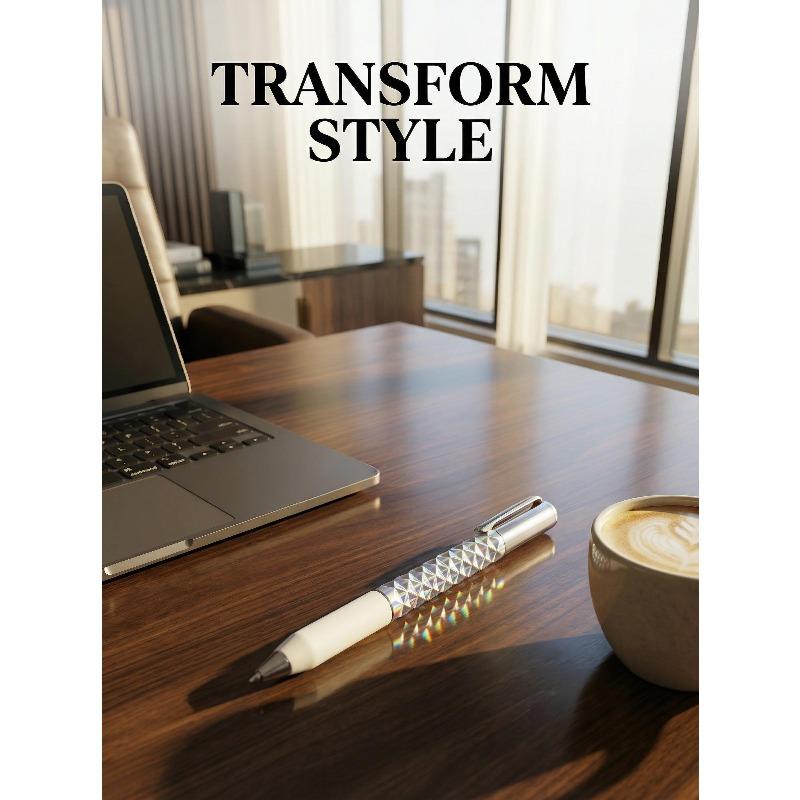 One-Click Deformable Pen, Geometric Shape-Shifting Pen - 6 Pack Rollerball Pen Set ( 2 Black, 2 Silver, 2 Gold) | Press to Form Diamond Crinkle Design | Multi-Functional Creative Gift for Writing, Drawing & Stress Relief