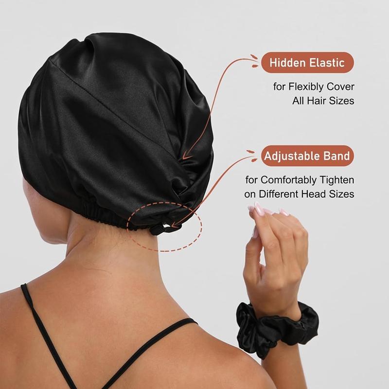 Satin Bonnet Silk Bonnet for Sleeping Double Layer Satin Lined Hair Bonnet with Tie Band for Women Curly Hair Elastic and Twist Knot Design, Hair Bonnet for Sleeping, Sleep Bonnets