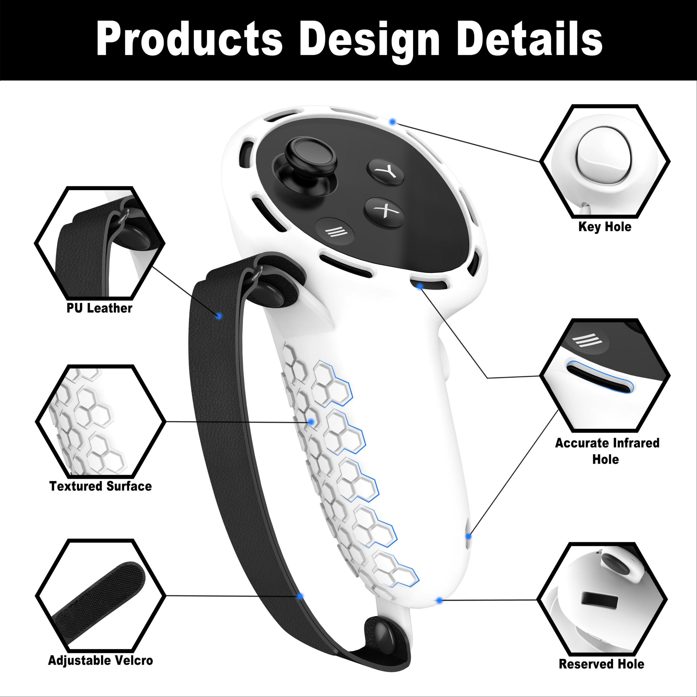 Anti-slip & Anti-drop Controller Handle Cover (Controller not Included), Adjustable Knuckle Strap Handle Protector, Compatible with Meta Quest 3 Accessories