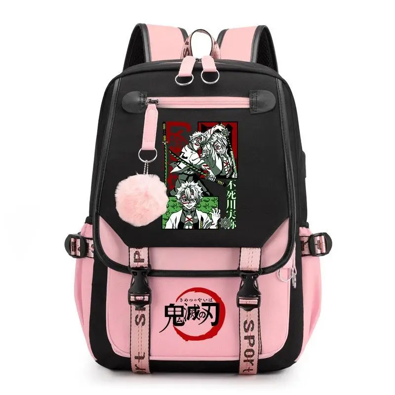 Kids Anime School Backpack Demon Slayer Pattern Casual Daypack for Girls Students Book Bag
