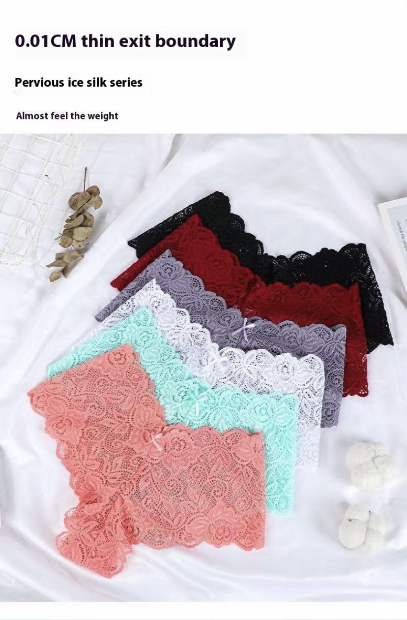 Lace Bikini Pants for Women - Low-Rise, Wavy Edges,Semi-Transparent Mesh, Skin-Friendly, Soft, Triangle Style,Ideal for Beach Parties & Camping