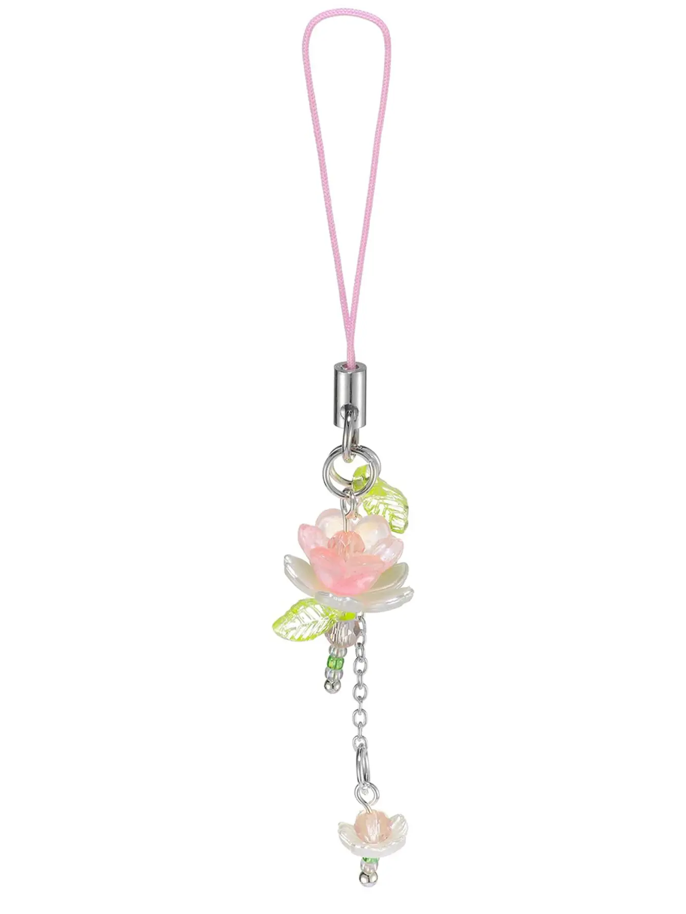 Flower Phone Charm, Cell Phone Charm, Cute Lotus Bead Keychain, Handmade Y2K Style Accessory, Perfect Gift for Women, Boho Style, All over Print