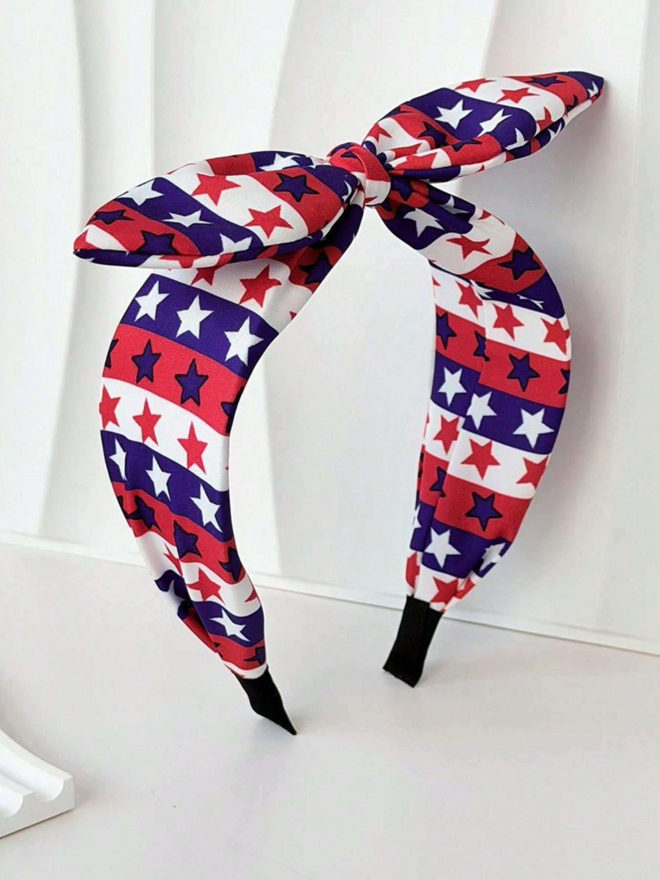 4pcs Women's Independence Day Hairbands, Striped Cute Strawberry, Fun Youthful Style, High Elastic Durable, Girl Influencer Photo Accessories