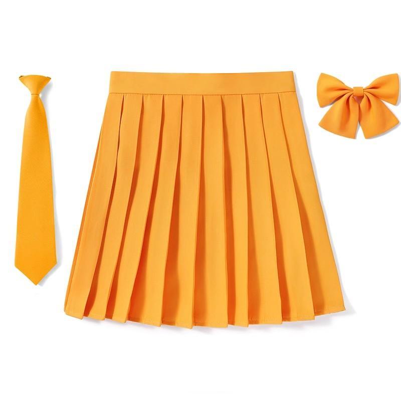 2025 Preppy Style Pleated Skirt Woman High Waist A-Line School Skater Mini Skirt Girl JK Uniform Skirt With Match Necktie Bowtie