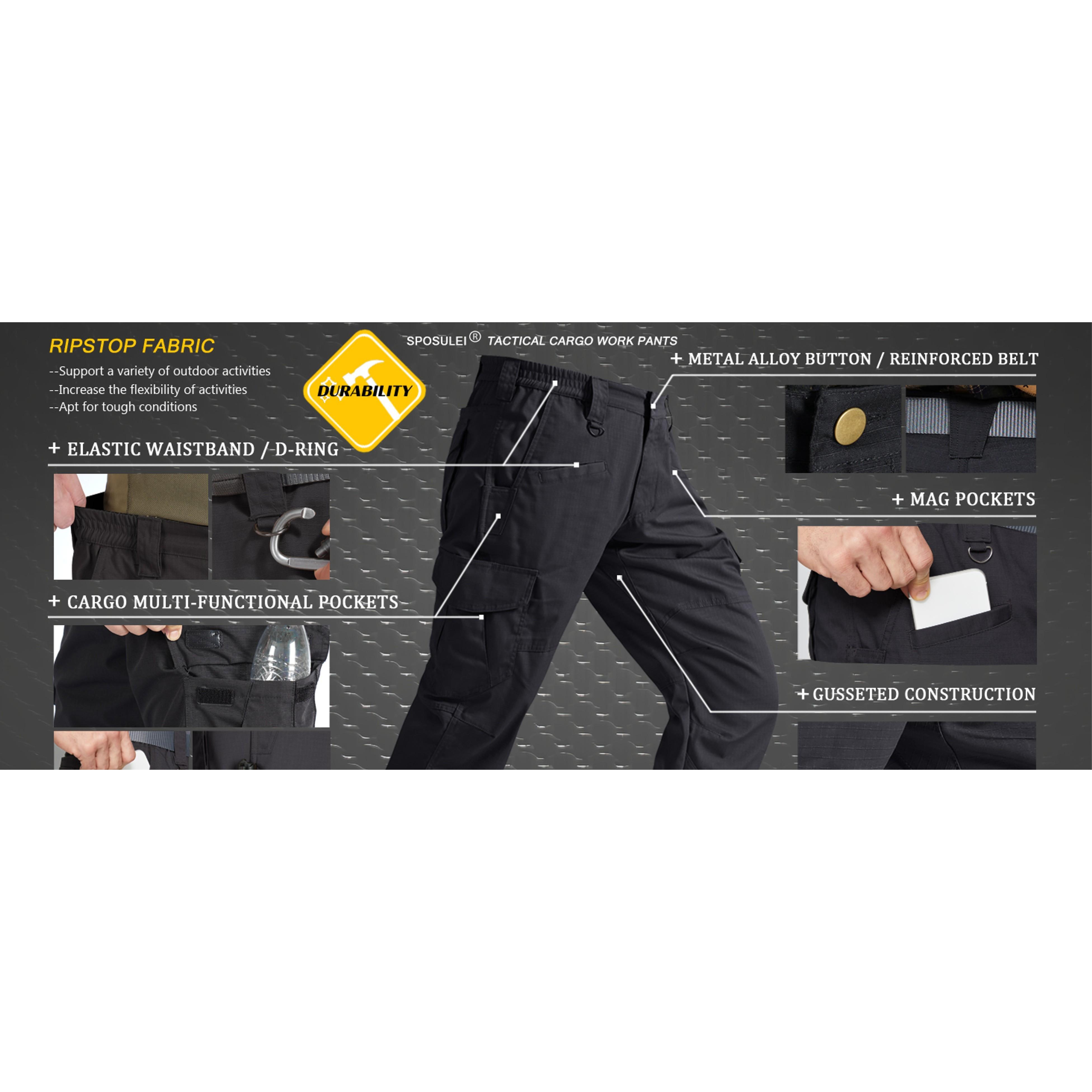 Mens Tactical Ripstop Cargo Work Pants with 9 Pockets Water Resistant Breathable Hiking ConstructionGift Mens Tactical Ripstop Cargo Work Pants with 9 Pockets Water Resistant Breathable Hiking ConstructionGift