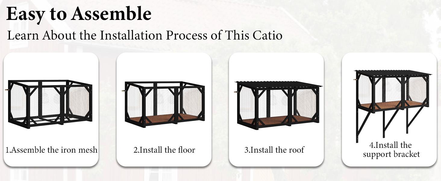 LEMBERI Cat Window Box, 43.3" Catio Outdoor Cat Enclosure for Sunbathing, Napping & Overlooking, Sturdy Window Perch for Large Indoor Cats - All Weather Use, Nature Friendly Design