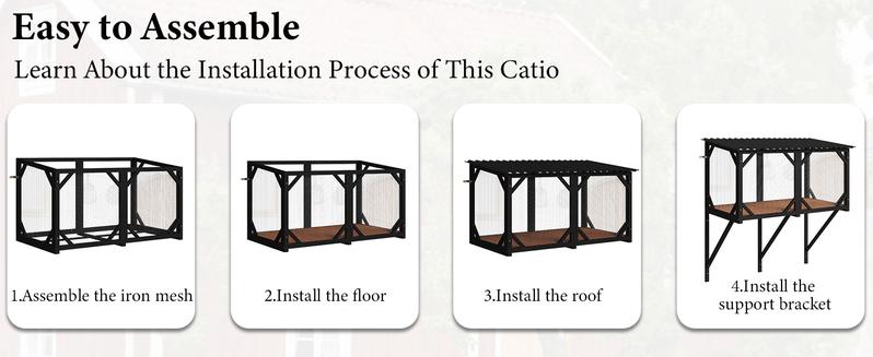 LEMBERI Cat Window Box, 43.3" Catio Outdoor Cat Enclosure for Sunbathing, Napping & Overlooking, Sturdy Window Perch for Large Indoor Cats - All Weather Use, Nature Friendly Design