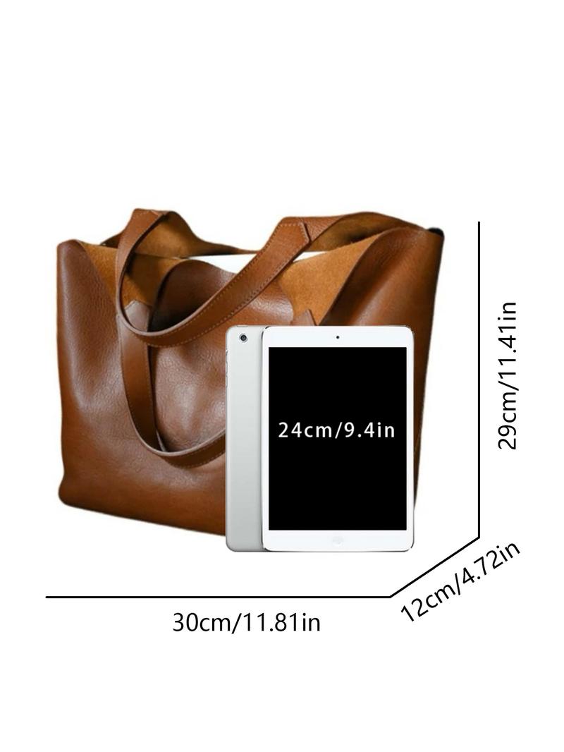 Personality  lazy niche  fashion, simple  casual  versatile one-shoulder handbag, retro and light daily commuter bag, light luxury and versatile texture suitable for office workers' daily travel, shopping and so on, Pu Tote Satchel