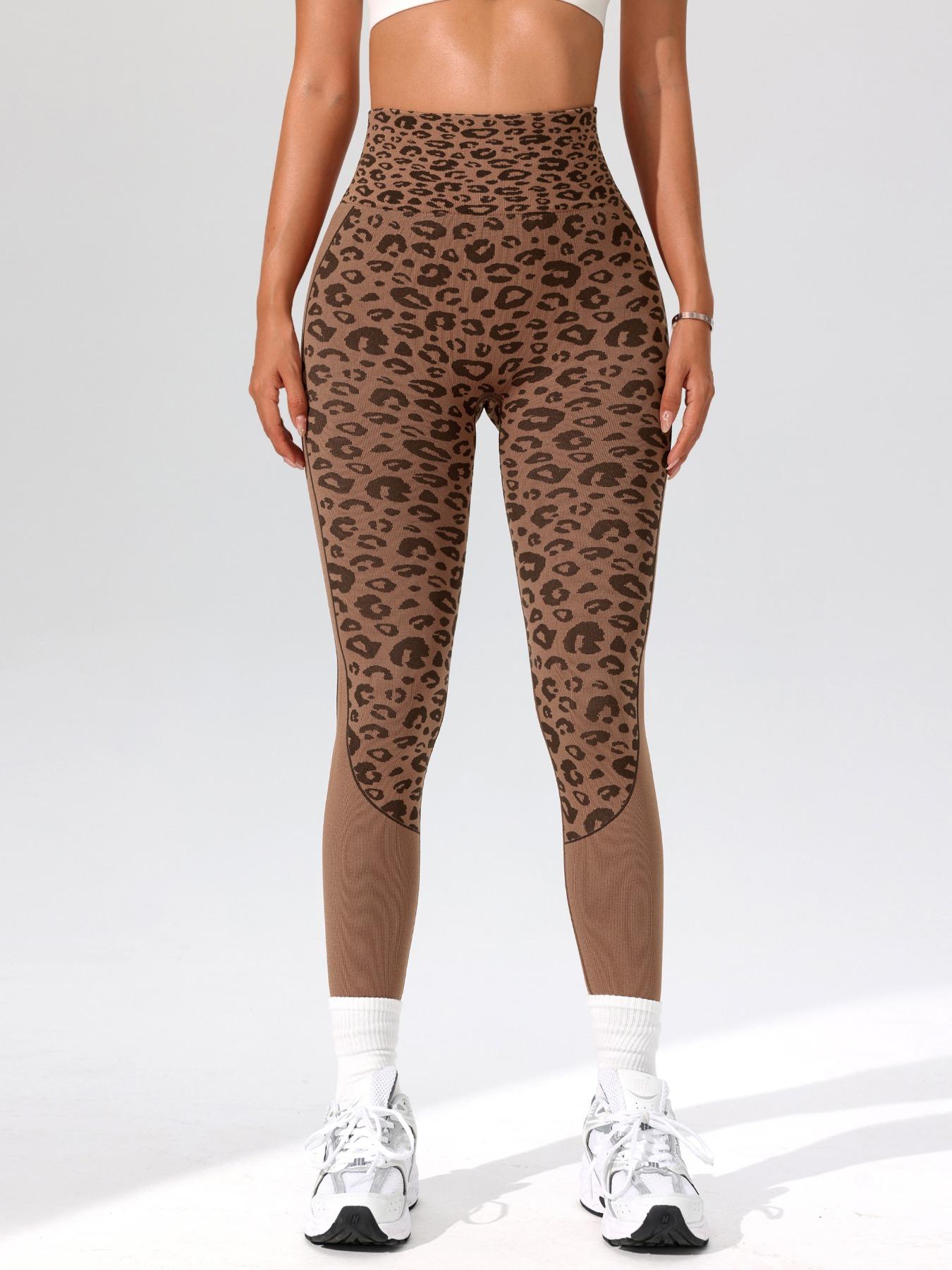 Women's Leopard Print High Waist Sports Shaping Leggings, Casual Comfy Breathable Skinny Pants for Yoga Gym Workout Running, Ladies Sportswear for Fall & Winter