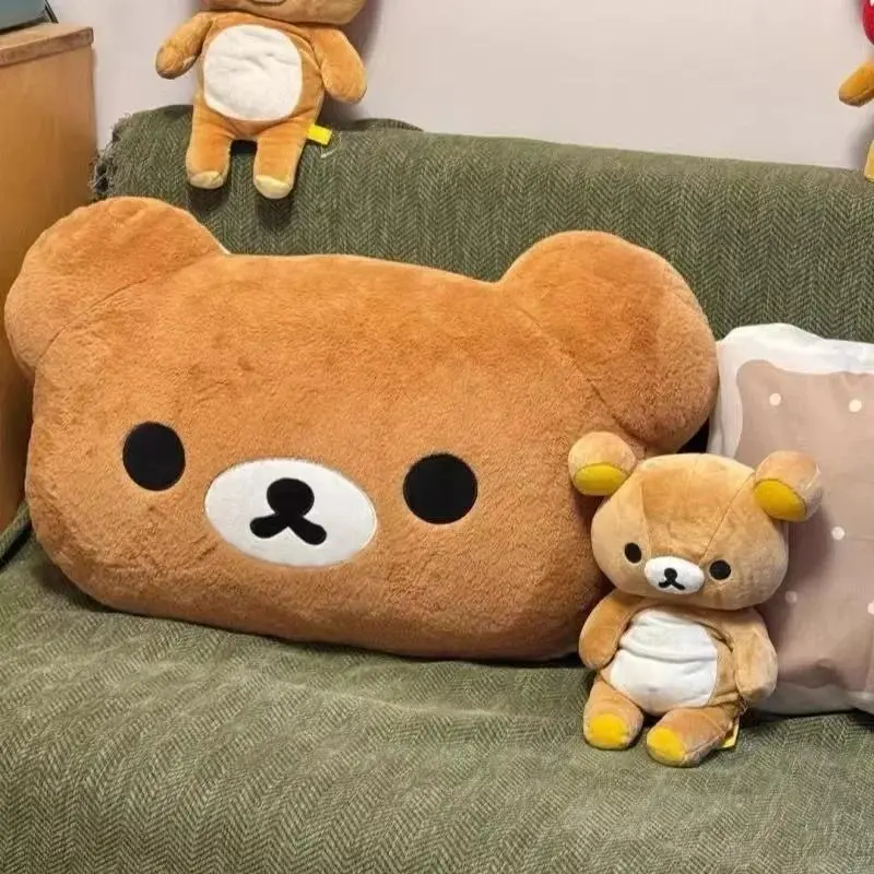 Rilakkuma Bear Plush Pillow Dual Sided Large Soft Bedside Cushion Nap Pillow Dormitory Stuffed Doll Gifts For Girlfriend