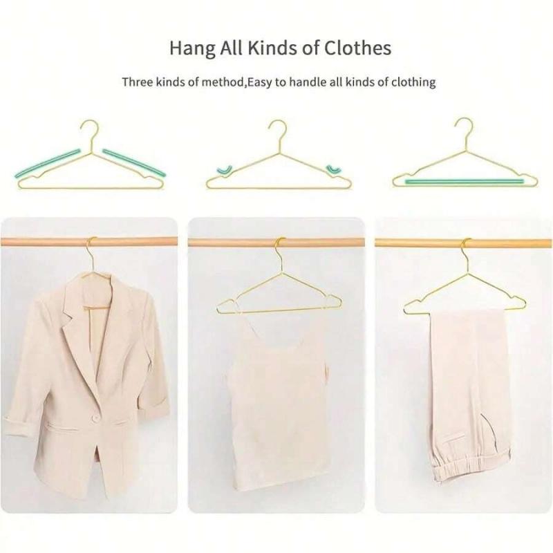 Premium Golden Metal Hangers (Set of 10) - Non-Slip, Durable & Slim Space-Saving Closet Organizers