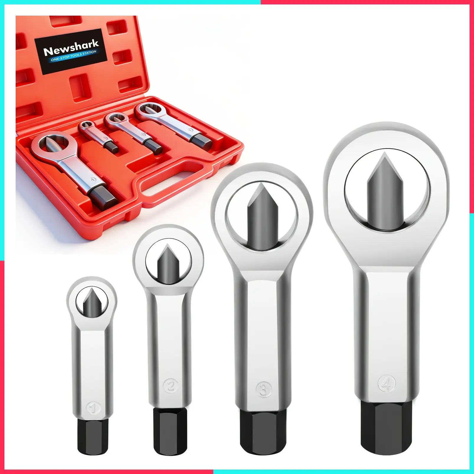 Heavy Duty Nut Splitter Set for Broken Damaged Corroded Stuck Screws Rusted Nut Removal Splitting Tool