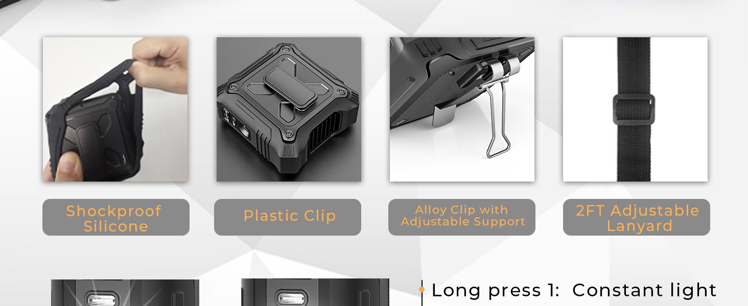 FrSara Portable Waist Fan, 14500mAh Built in PowerBank, with 5-Speed Settings, silicone case, metal clip, 2 Settings including Flashlight, Travel Essential for Outdoor Camping as Power Bank, Suitable for Outdoor Work, Camping, Golf FrSara Portable Waist Fan, 14500mAh Built in PowerBank, with 5-Speed Settings, silicone case, metal clip, 2 Settings including Flashlight, Travel Essential for Outdoor Camping as Power Bank, Suitable for Outdoor Work, Camping, Golf