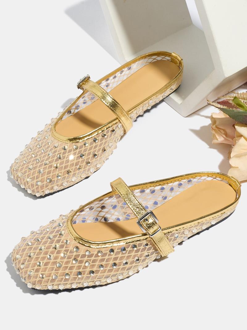 Women's Summer Sandals, Square Toe Flat Shoes, Breathable Mesh Design, Casual Comfort Footwear for Women & Girls