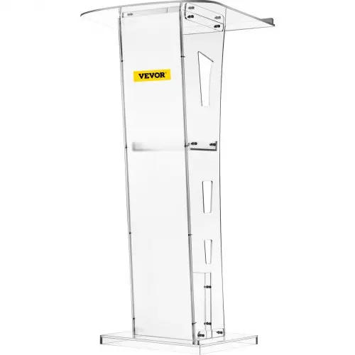 VEVOR Acrylic Podium 45\" Tall Plexiglass Podium 26.8\"x15\" Table Acrylic Pulpits for Churches with 8 mm Thick Acrylic Board Acrylic Podiums and Lecterns Design for Lecture Recital Speech & Presentat