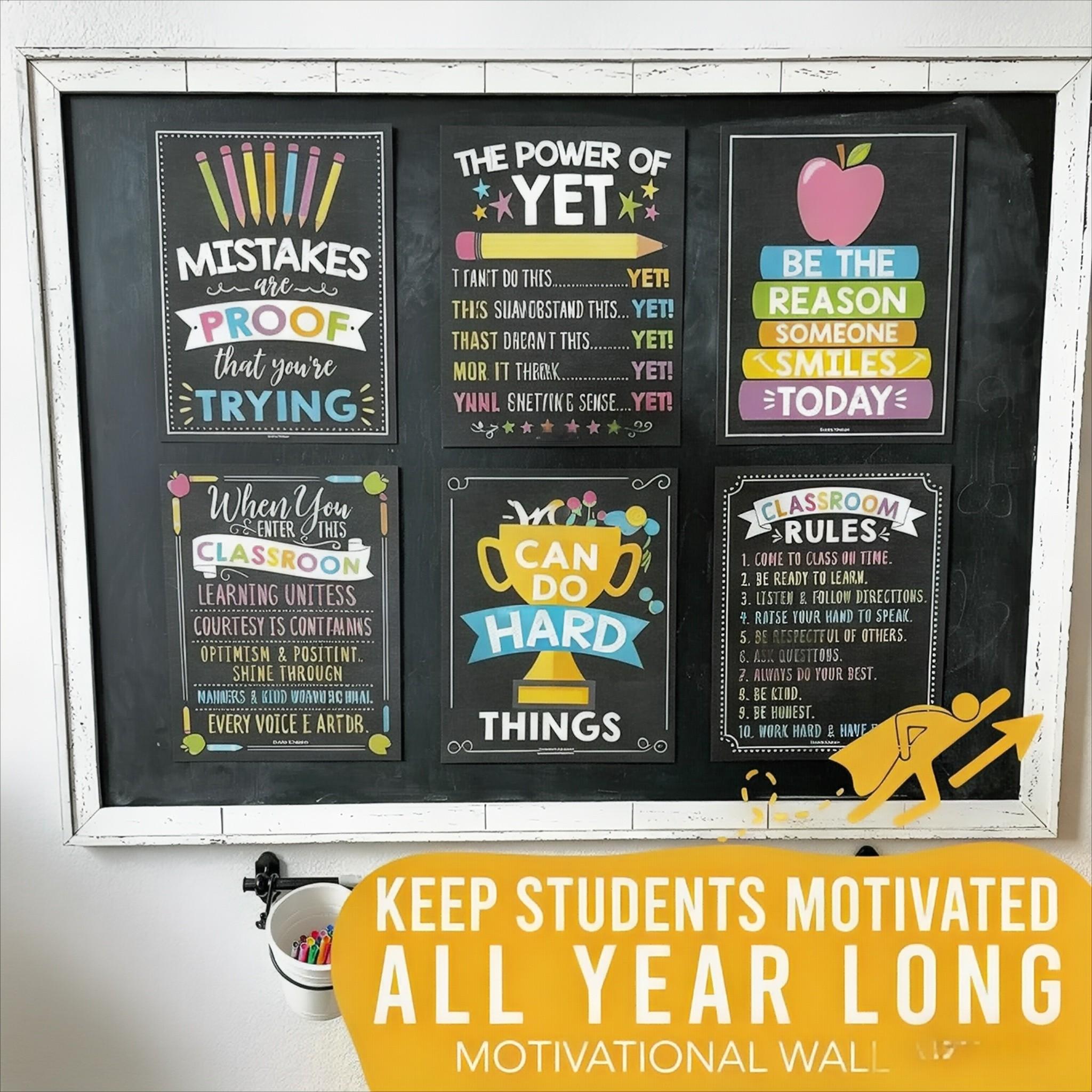 9pcs Frameless Classroom Poster Set, Mental Health & Stress Relief, Educational Decor, Teacher's Choice, Classroom Corner Posters