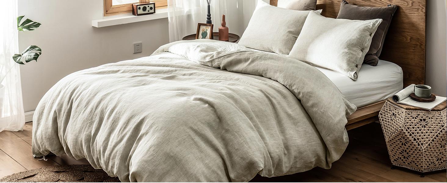 Simple&Opulence 100% Linen Duvet Cover Set, Belgian Flax Breathable Bedding, Comforter Cover+ Pillowsham with Coconut Button Closure Simple&Opulence 100% Linen Duvet Cover Set, Belgian Flax Breathable Bedding, Comforter Cover+ Pillowsham with Coconut Button Closure