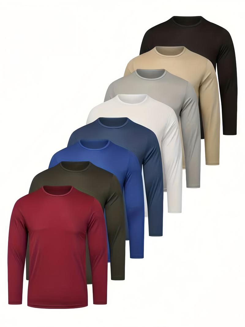 6pcs Men'S Long Sleeve T-Shirts - Quick-Dry Gym Shirts with Moisture-Wicking Fabric, Color Options for Workout, Running, Casual Attire - Breathable Athletic Tops for Active Lifestyles, Workout Shirts, Running Gear, Round Neckline, Stretchy Material 6pcs Men'S Long Sleeve T-Shirts - Quick-Dry Gym Shirts with Moisture-Wicking Fabric, Color Options for Workout, Running, Casual Attire - Breathable Athletic Tops for Active Lifestyles, Workout Shirts, Running Gear, Round Neckline, Stretchy Material