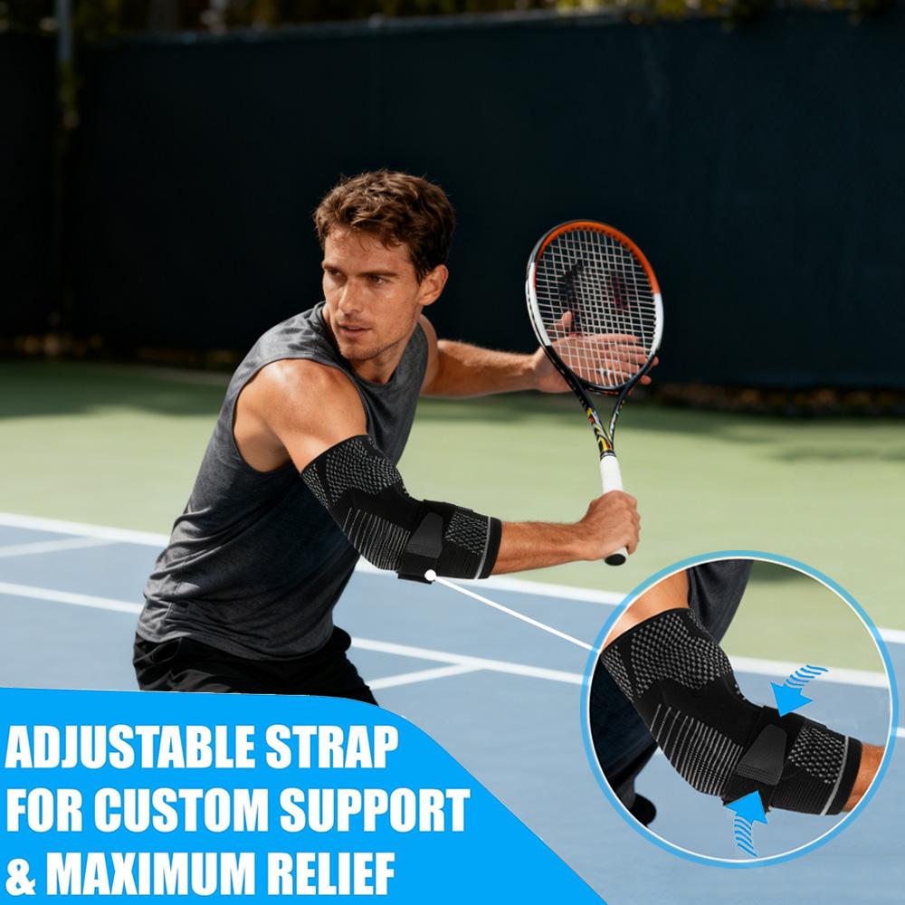 Elbow Brace Support, Breathable Elbow Compression Sleeve with Gel Pad for Golfer's, Tennis Elbow & Tendonitis Treatment & Pain Relief, Sports Arm Sleeves