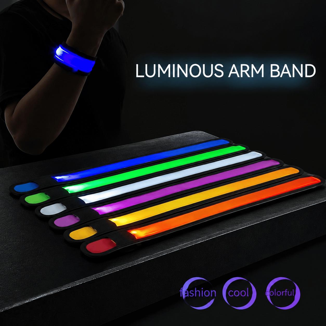 Glow in the Dark Flashing LED Arm Bands, Multicolor Sports Wristbands for Party Concert Festival, Night Running Gear for Adults Kids, Portable Glow Stick Alternative, Anti-Slip Durable Reflective Wristband