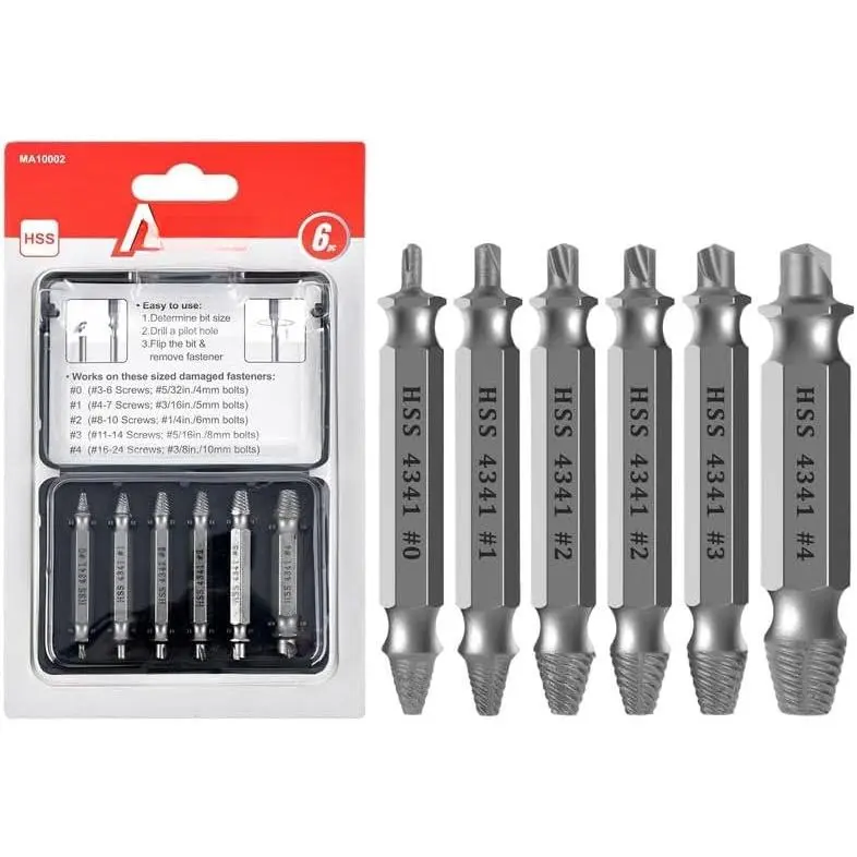 Damaged Screw Extractor Set, 6 count Stripped Screw Grab Kit, Easy Removal of Rusty & Broken Screw, Hardware Gifts for Men Easy Out Remover and Extractor, Broken Stripped A Screw Extractor