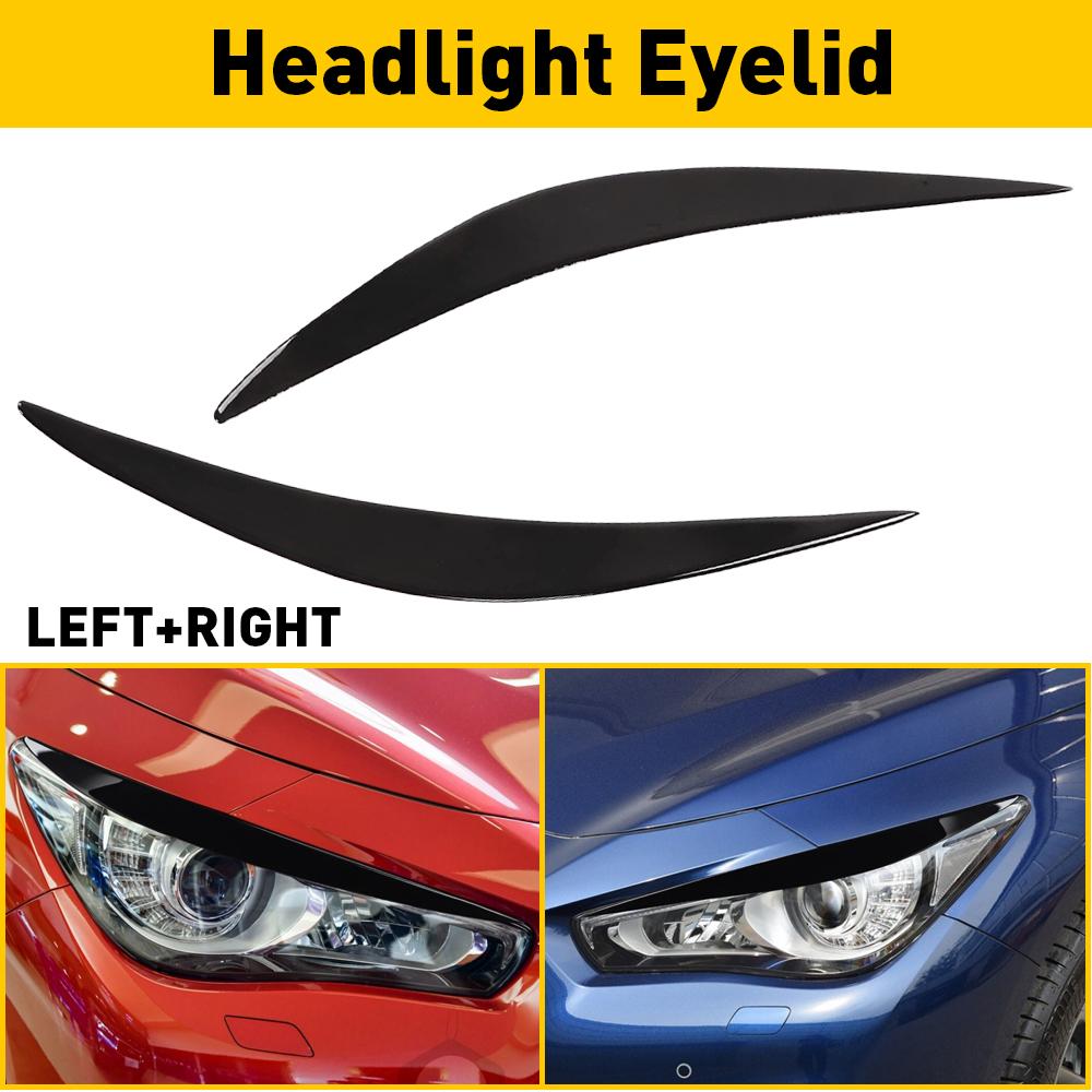 AUXITO For Infiniti Q50 14-21 High Quality Gloosy Black Headlight Eyelid Eyebrow Cover