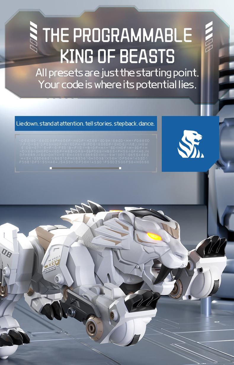 2.4GHz Electric Remote Control Tiger Toy, Smart Mechanical Pet, Dancing Storytelling Mimicry Inversion Programming, Interactive Educational Gift