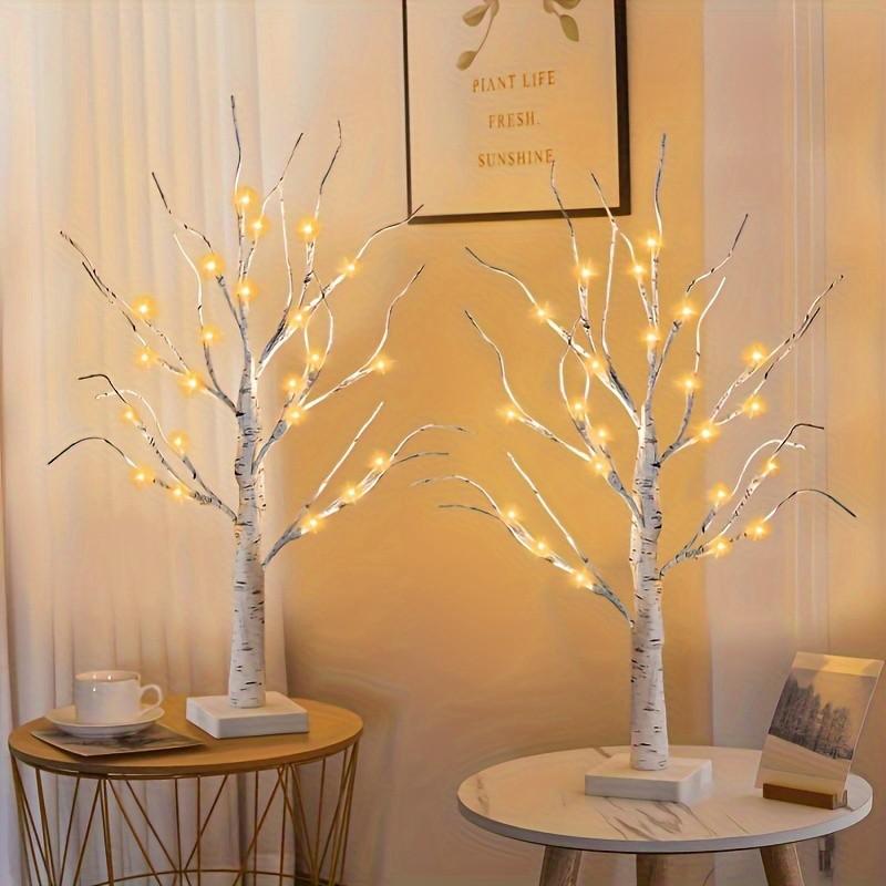 1Pc 24 LED Bendable Willow Branch Light String,Birch Tree Shaped Light,Battery+USB Power Supply,Indoor Night Light Atmosphere Decoration Light,Party Lighting Decoration,Suitable for Home,Parties and Festivals,Gift for Birthdays (Excluding battery)