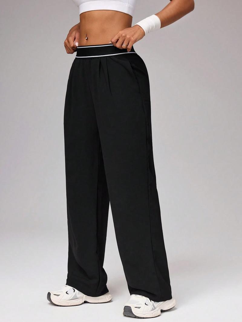 Women's Sporty Pants Long Comfortable Wide Leg Design with Pockets, Ideal for Exercise, Stylish & Practical Workout Wear, Athleisure Bottoms