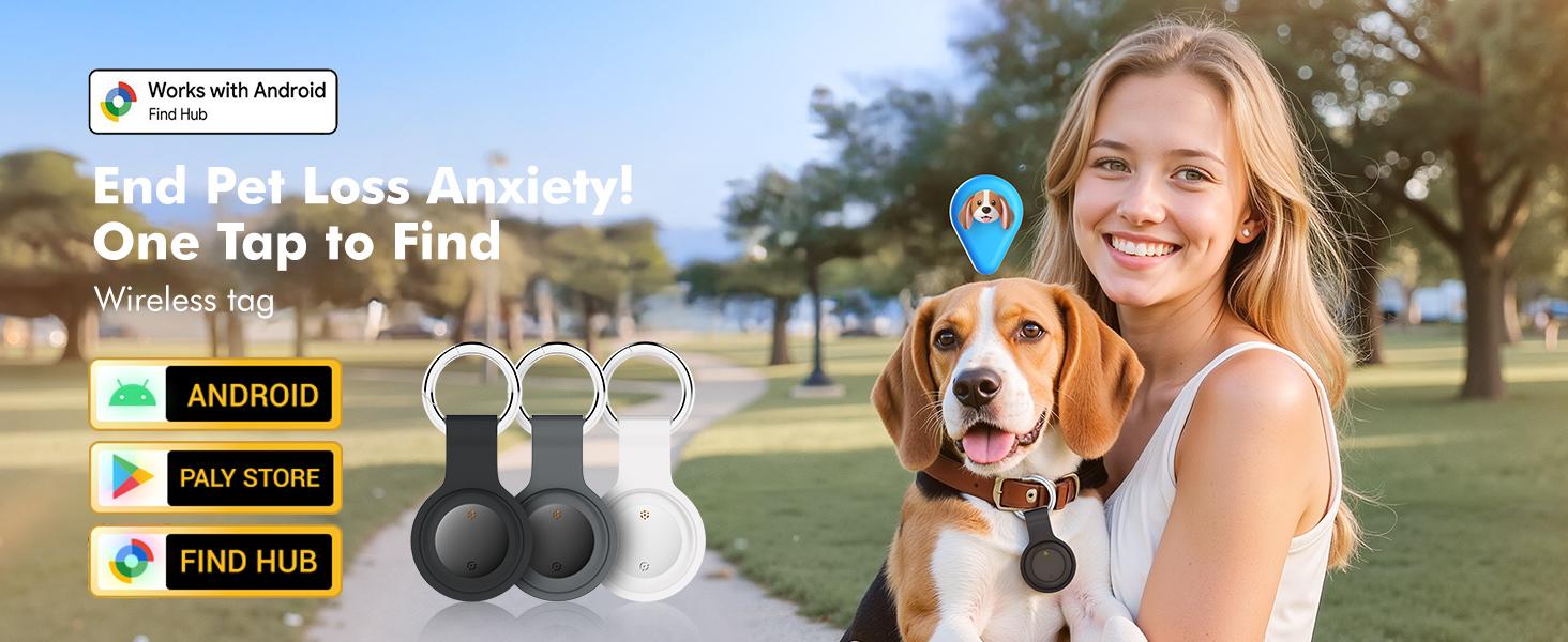 Android tracker tag, Google certified smart tracker, with silicone shell, Wireless Tag, can be used with Google Find hub, can store keys, luggage, backpacks, pets, IP67 waterproof and replaceable battery (Android only)
