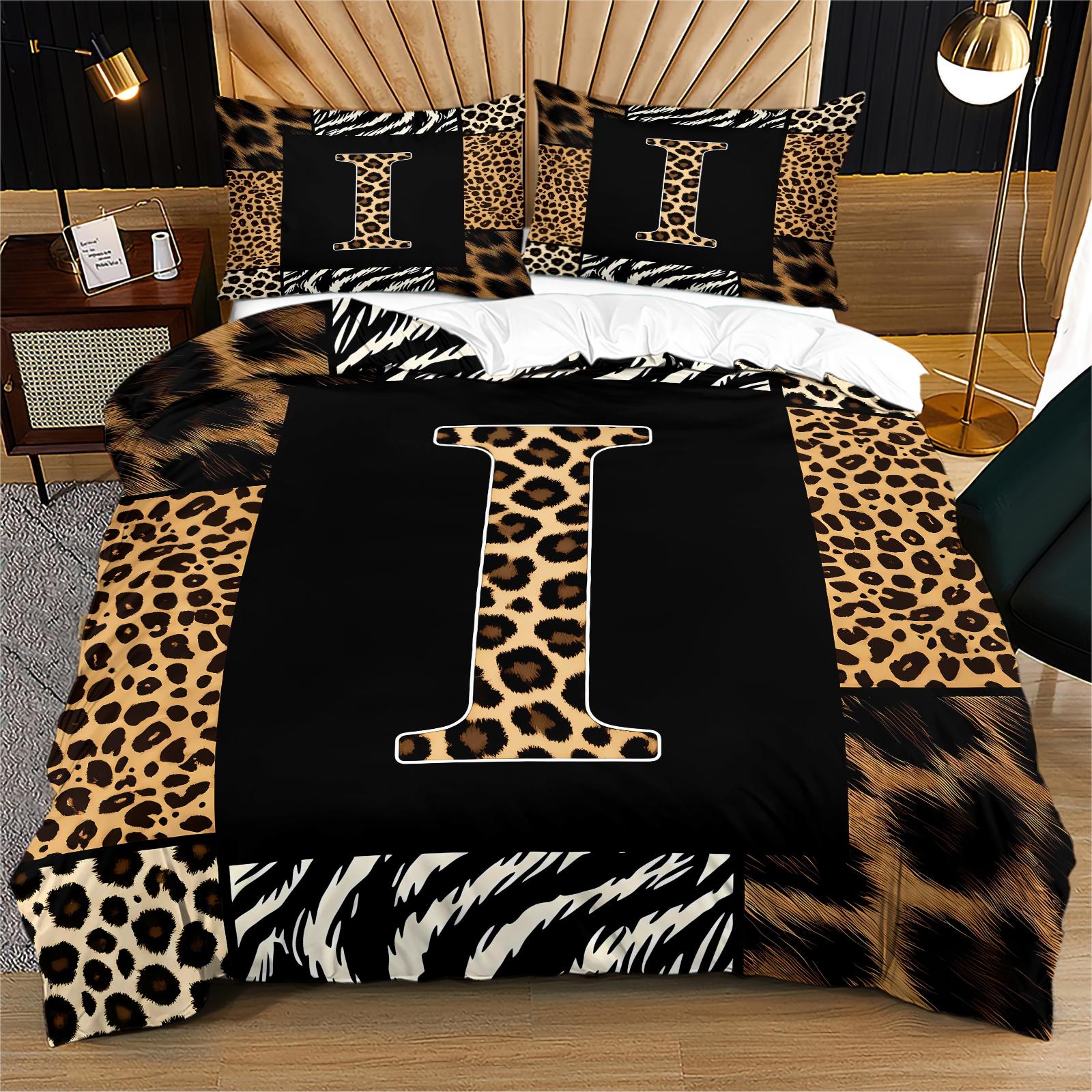 2/3 Pcs Boho Animal Print Letter Duvet Cover Set, Personalized Home Decor for Bedroom, Hotel & Dorm, Zipper Closure & Easy to Remove, Ideal for Housewarming, Christmas & Birthday Gifts, No Filling Included