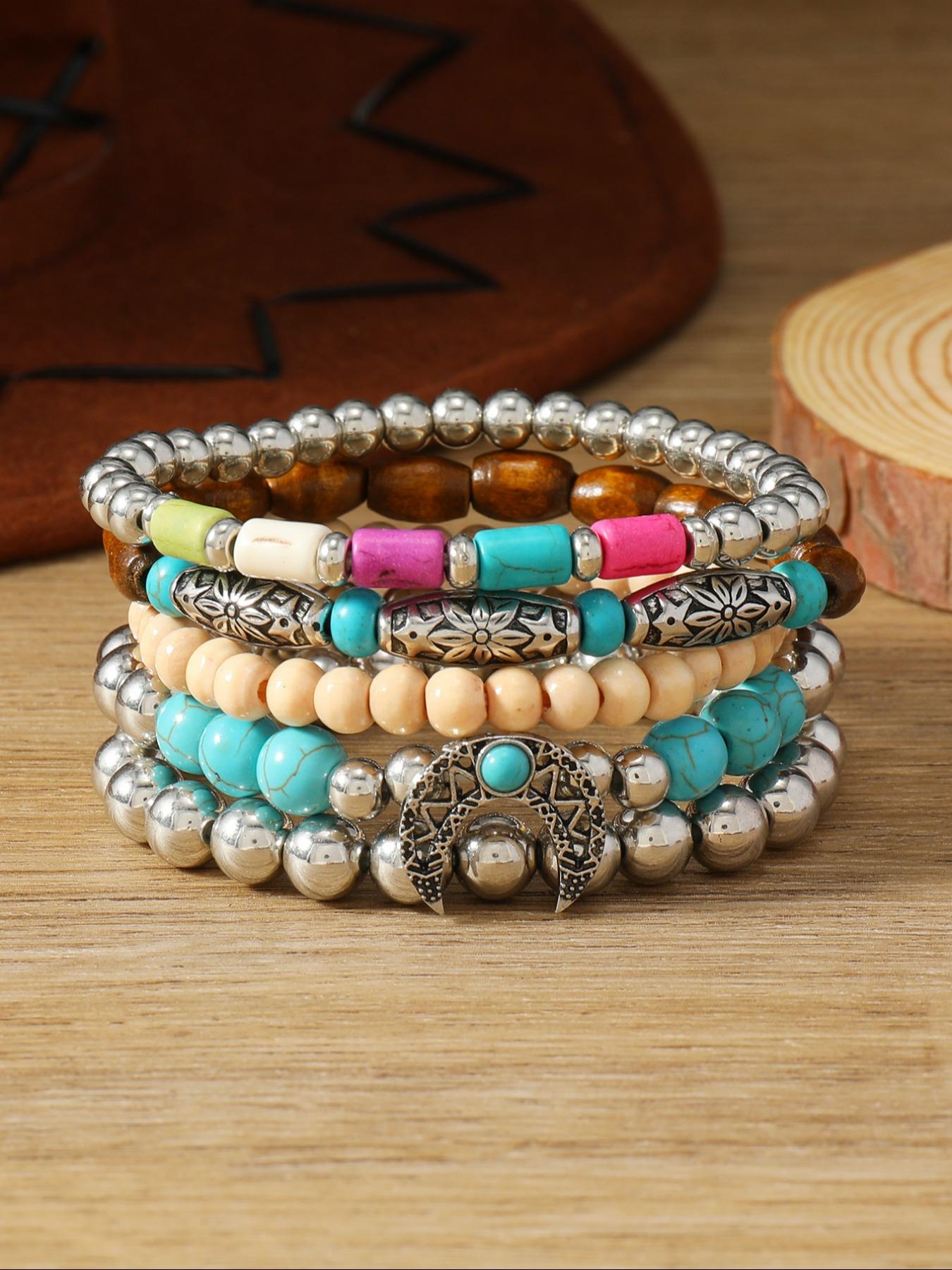 Women's Beaded Elastic String Bracelet Set, Multicolor Stackable Handwear for Daily Wear, Friendship Gift Idea, New Year Present