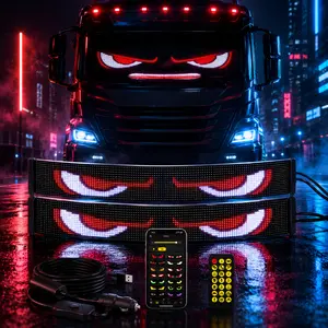 Yobis Demon Eye LED Light Strip, 24V LED Car Soft Screen, Display Screen, LED Flexible on‑board Advertising Screen Specially for Trucks, Supports Remote Control and App Control, Car Decoration, Car Accessories, Suitable for Trucks, Sedans, SUV Decoration
