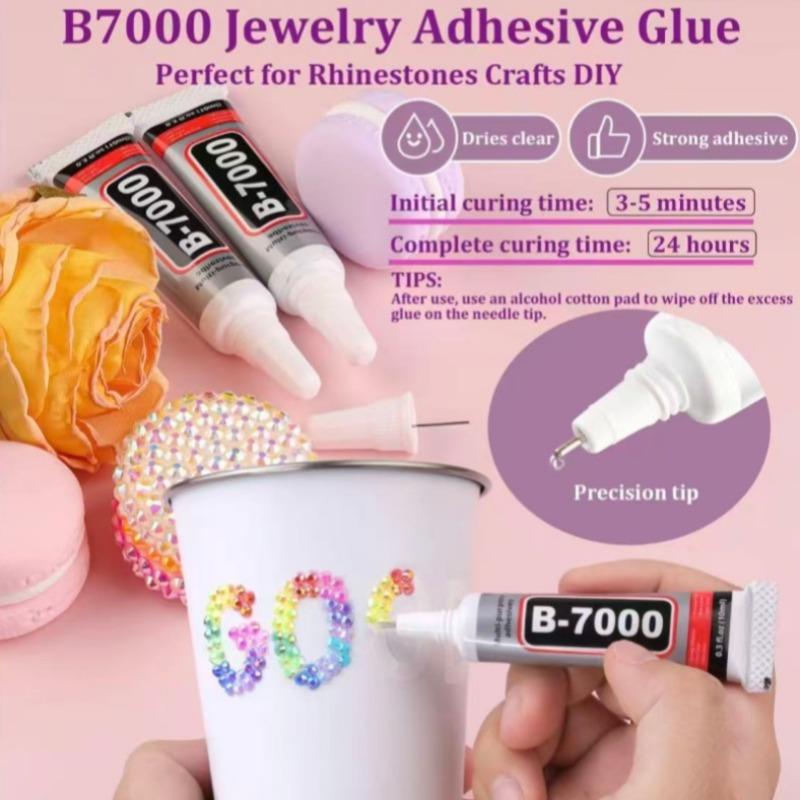 DIY Diamond Bedazzling Glitter Kit with 3mm Mixed Resin Rhinestones & B7000 Glue, Perfect for DIY Crafts, Clothing & Nail Art Supplies