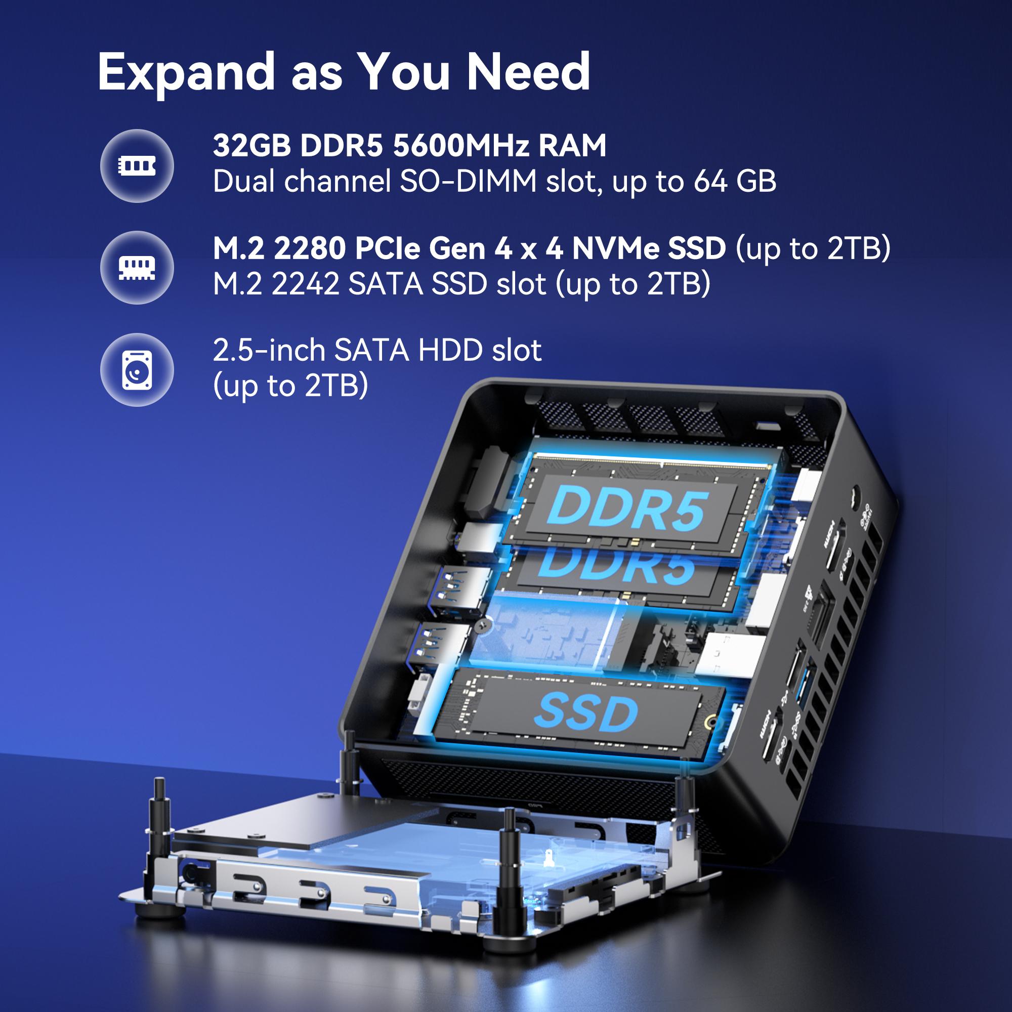 GEEKOM 2025 New Upgraded IT15 Mini PC Windows 11 Pro, with 15th Gen Intel U9-285H (Up to 5.4GHz), 32GB DDR5 Dual-Channel RAM & 2TB NVMe SSD (Expandable), 8K/Quad Display/WiFi 7/BT 5.4/Real-time AR Student Computer chrismas gift