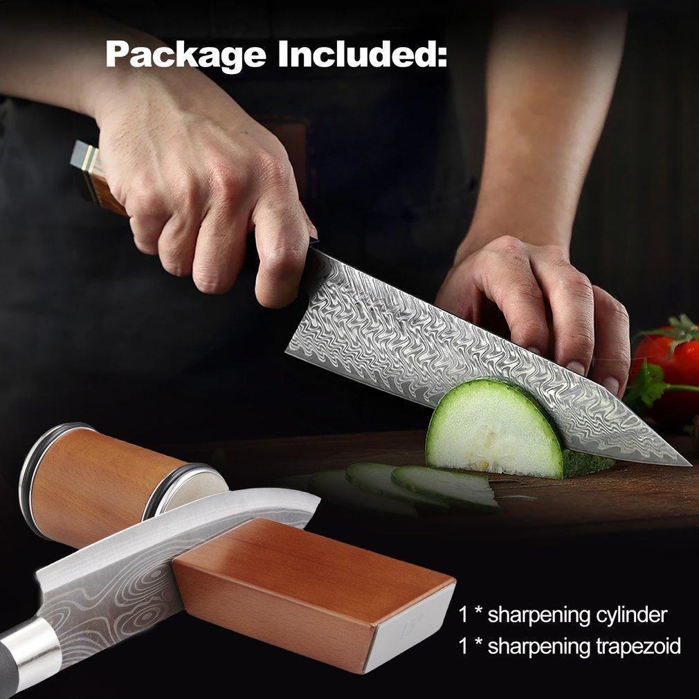 Rolling Knife Sharpener | Rapid Knife Sharpener & Kitchen Knife Sharpener| for Knives, Scissors, Cleavers & Outdoor Tools | Wooden Handle Sharpening Stone
