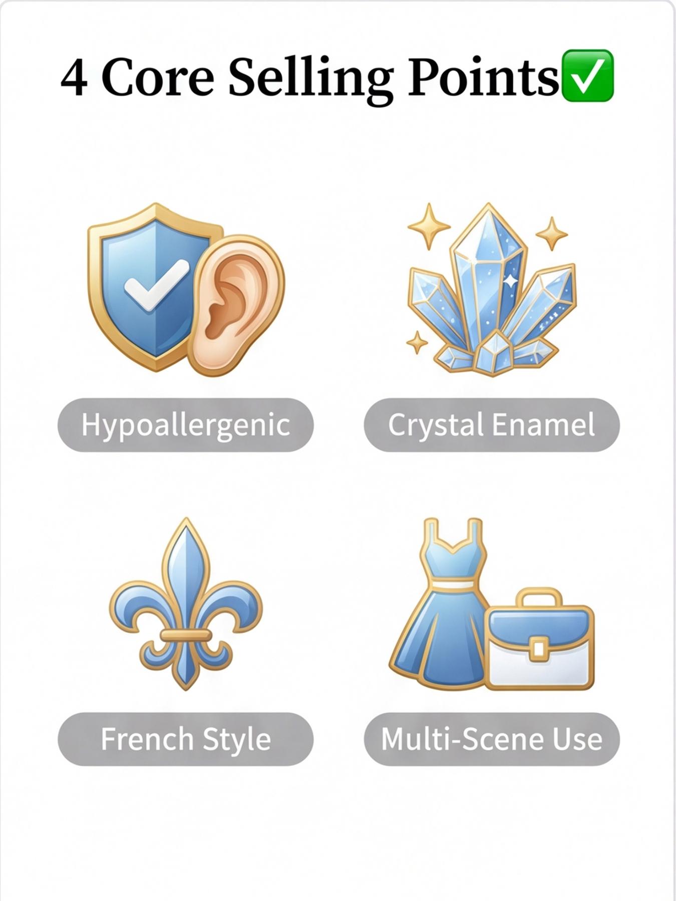 Women's Hypoallergenic Calla Lily Flower Stud Earrings, Gold Plated Gradient Blue Crystal Enamel Dainty Earrings, French Style Fashion Jewelry for Everyday Wear Wedding & Gift